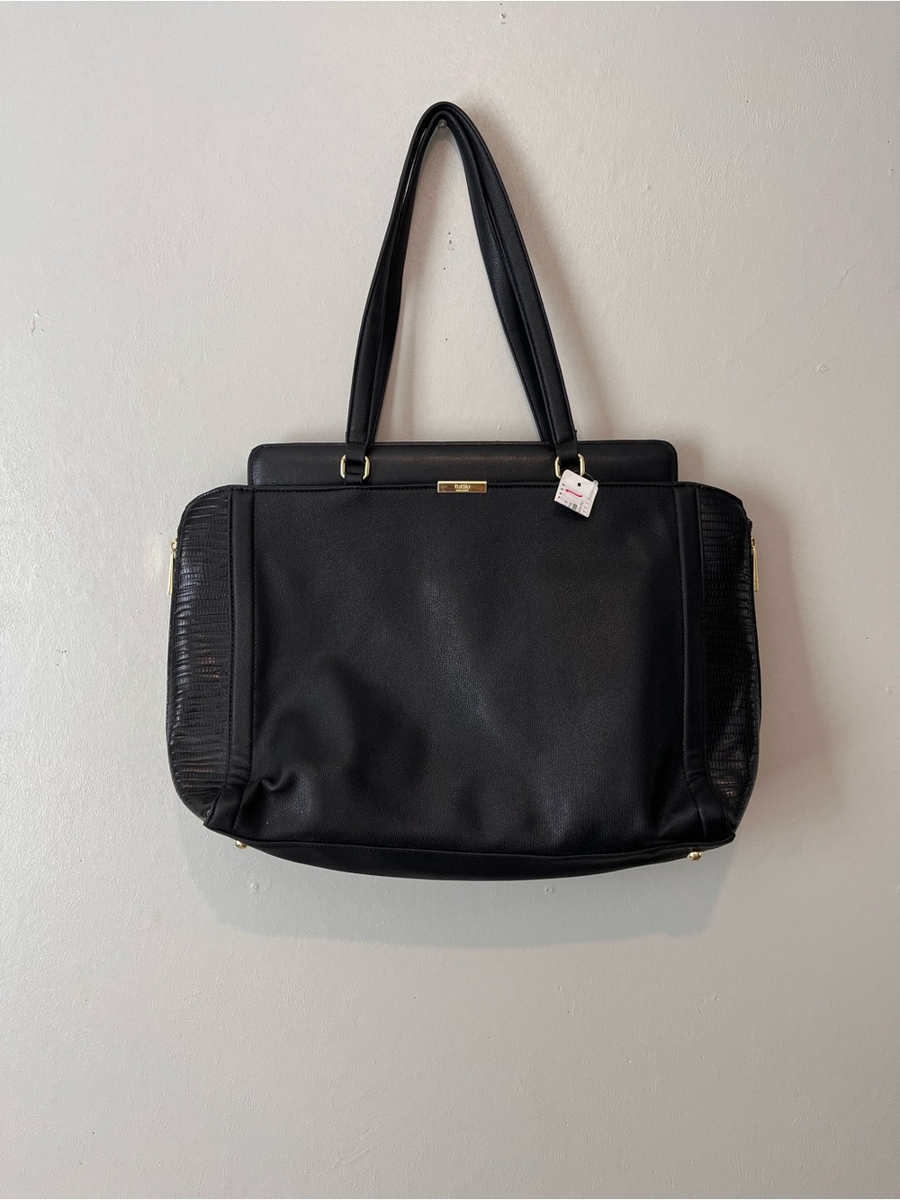 Tutilo Black Laptop Bag NWT Faux Leather with Magnetic Closure